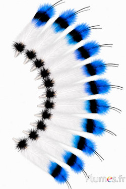 Gans - indianenveer - 30-35 cm - wit-zwart-turkoois